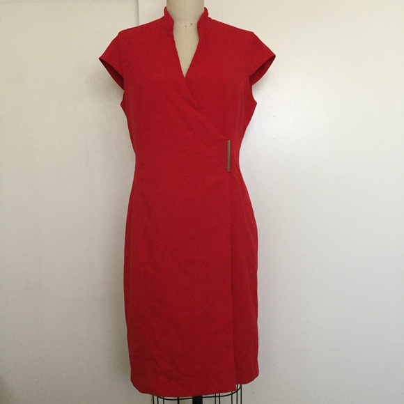 deep red wrap dress